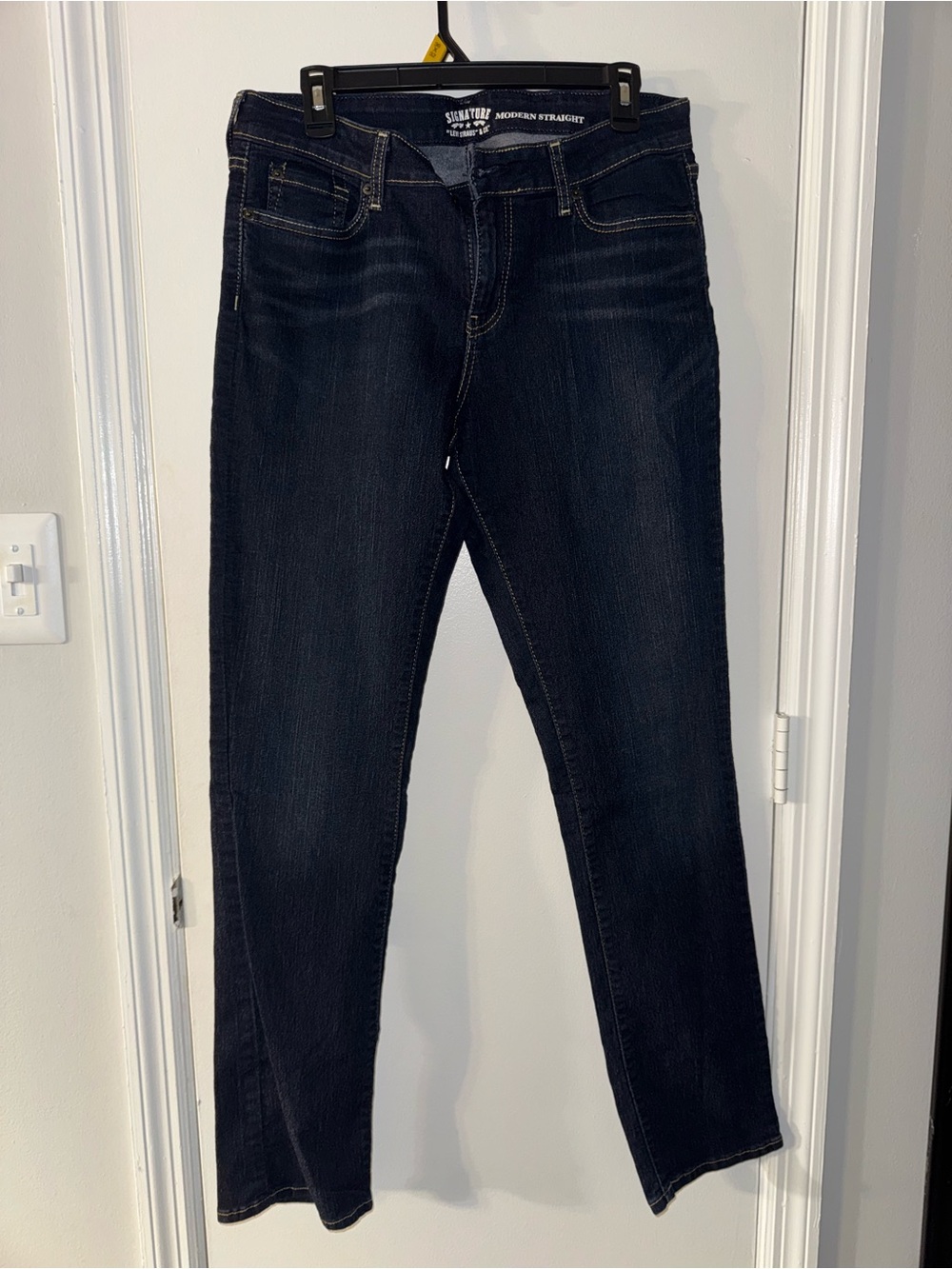 Signature by Levi Strauss Modern Straight Jeans Size 14 Long Dark Wash